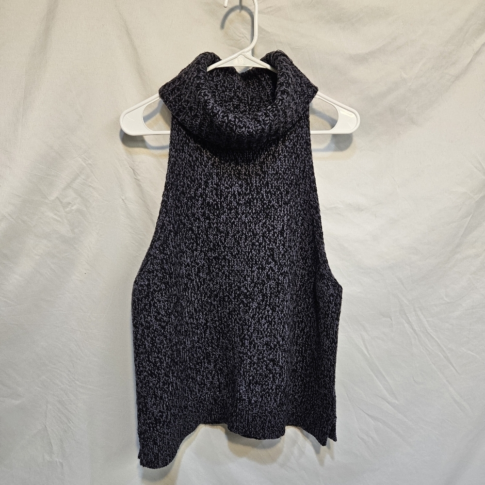 Madewell Sleeveless Knit Sweater Women's XL Blue Cowl Neck Pullover Wool Blend